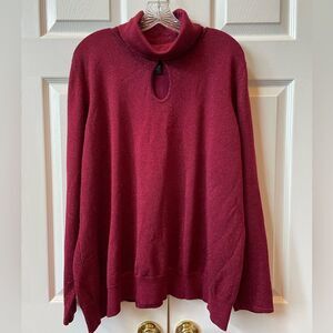 Lane Bryant Deep Red with Metallic Knit Top S-26/28
